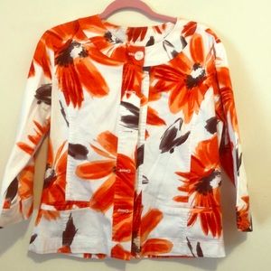 Chico’s size 2 orange floral print jacket